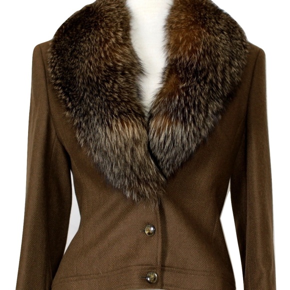 Escada Piacenza Blue-Frost Fox Fur, Camel Jacket - Picture 2 of 8